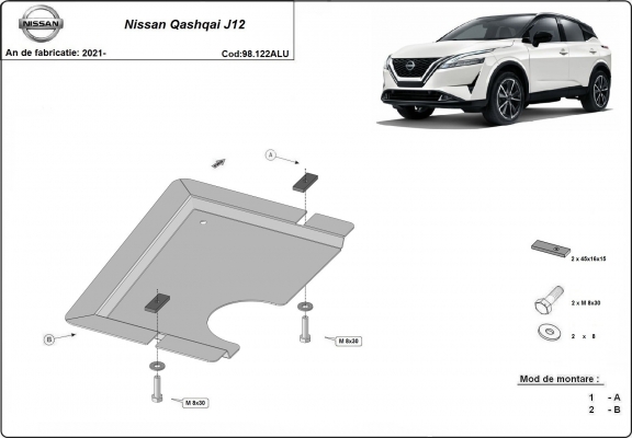 Aluminum diferential skid plate for Nissan Qashqai