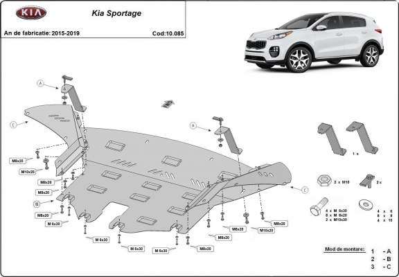 Steel skid plate for Kia Sportage