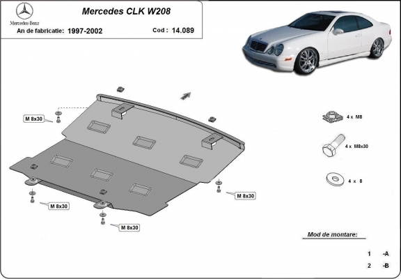 Steel skid plate for Mercedes CLK W208