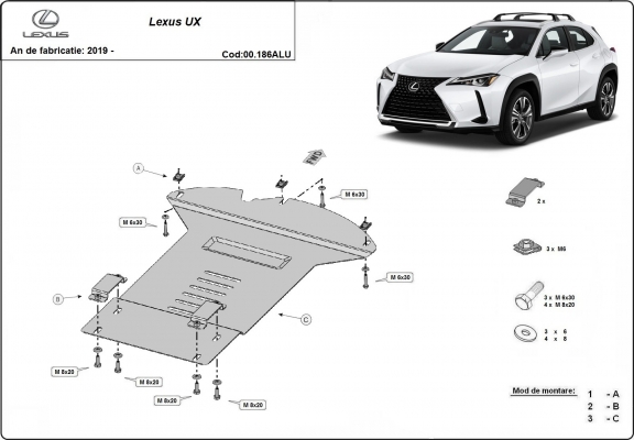 Aluminum catalytic converter plate/cat lock for Lexus UX