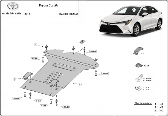 Aluminum catalytic converter plate/cat lock for Toyota Corolla