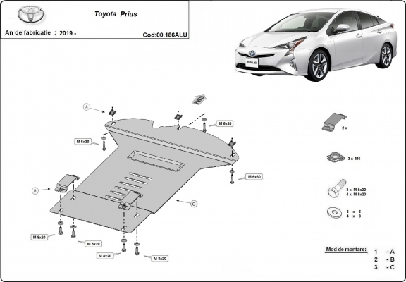 Aluminum catalytic converter plate/cat lock for Toyota Prius