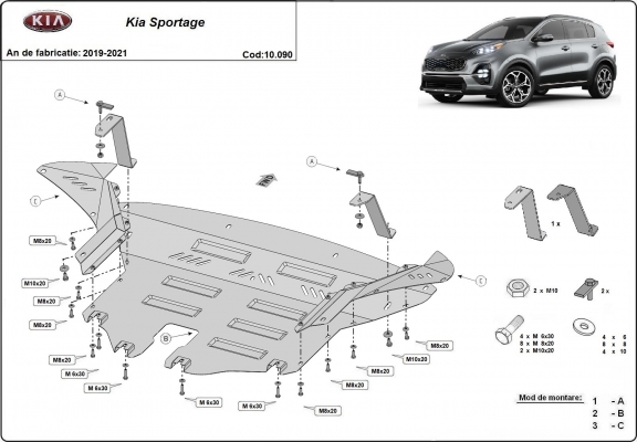 Steel skid plate for Kia Sportage