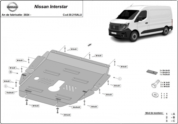 Aluminium skid plate for Nissan Interstar