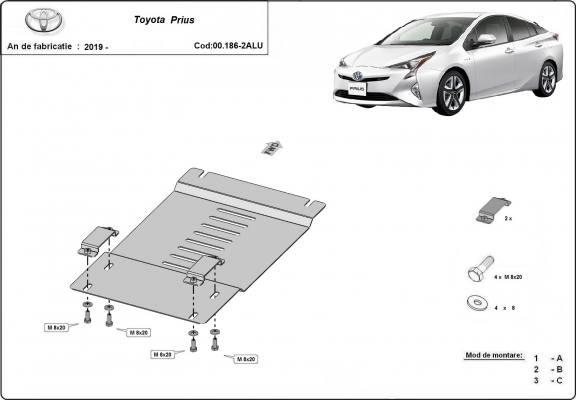 Aluminum catalytic converter plate/cat lock for Toyota Prius