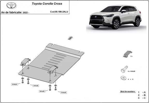 Aluminum catalytic converter plate/cat lock for Toyota Corolla Cross