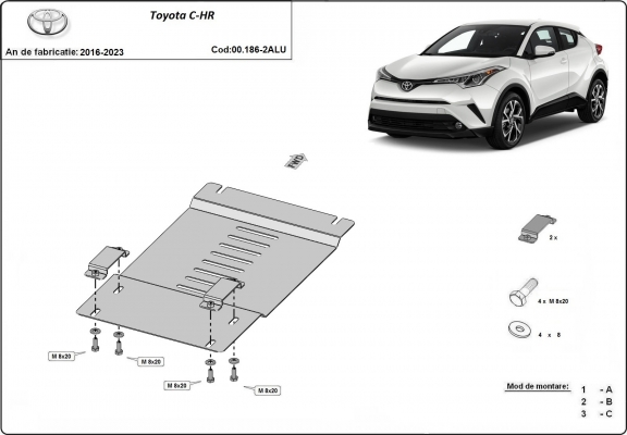 Aluminum catalytic converter plate/cat lock for Toyota C-HR