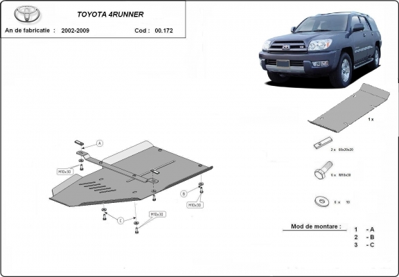 Steel gearbox skid plate for Toyota 4Runner