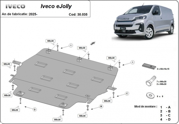 Steel skid plate for Iveco eJolly