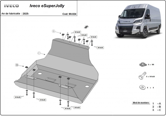 Steel fuel tank skid plate  for Iveco eSuperJolly