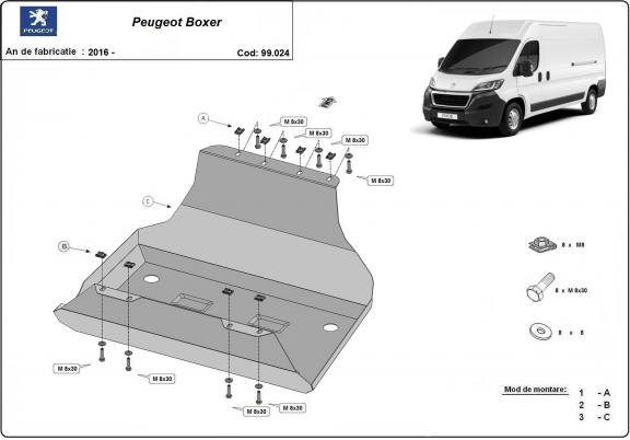 Steel fuel tank skid plate  for Peugeot Boxer