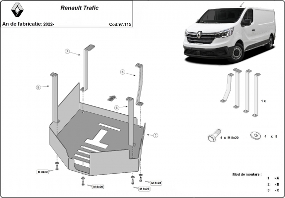 Steel catalytic converter plate/cat lock for Renault Trafic