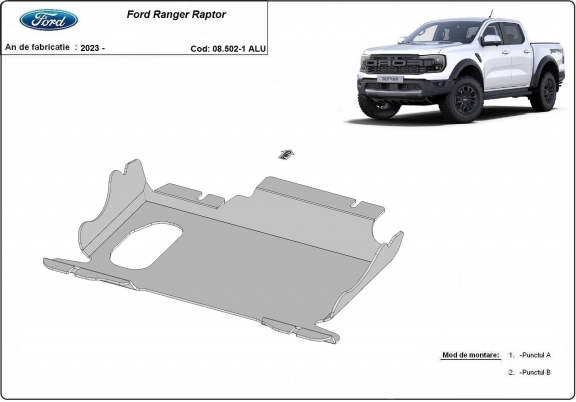 Aluminum skid plate for Ford Ranger Raptor