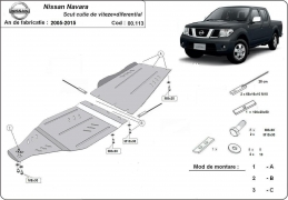 Steel gearbox skid plate for Nissan Navara D40