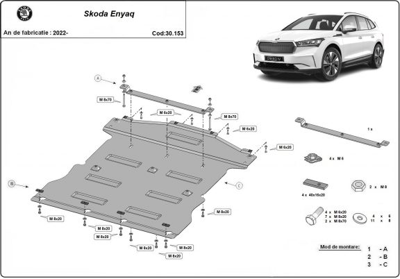 Steel skid plate for Skoda Enyaq