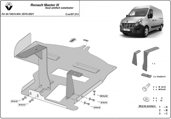 Steel catalytic converter plate/cat lock for Renault Master