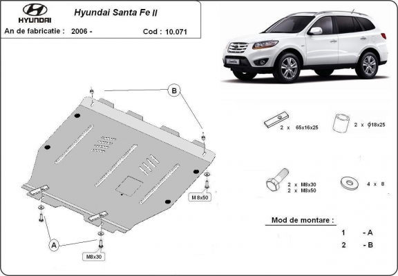 Steel skid plate for Hyundai Santa Fe