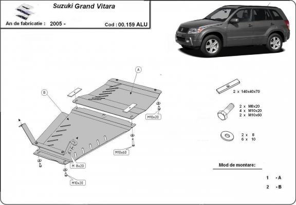Aluminium skid plate for Suzuki Grand Vitara - promotional package