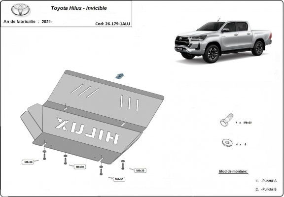 Aluminum radiator skid plate for Toyota Hilux Invincible