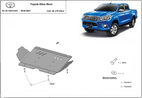 Aluminum skid plate for Toyota Hilux Revo