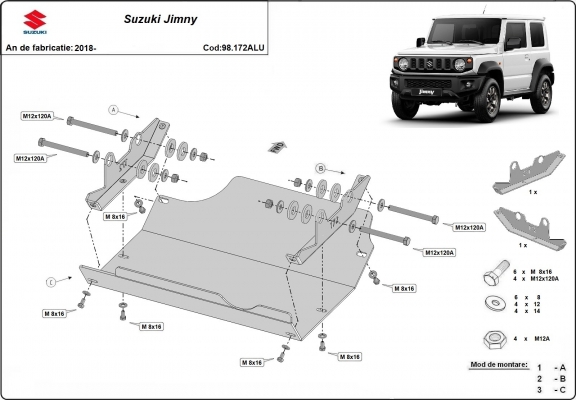 Skid plate for Suzuki Jimny - aluminum