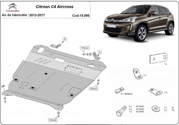Steel skid plate for Citroen C4 Aircross