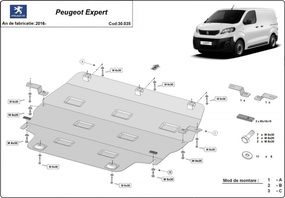 Steel skid plate for  Peugeot Expert
