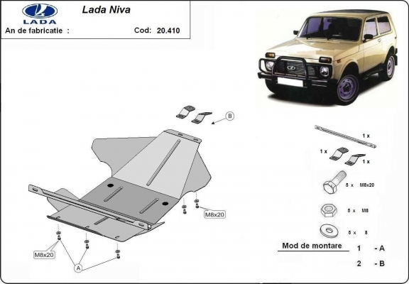 Steel skid plate for Lada Niva