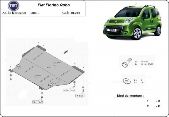 Steel skid plate for Fiat Fiorino