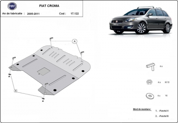 Steel skid plate for the protection of the engine and the gearbox for   Fiat Croma