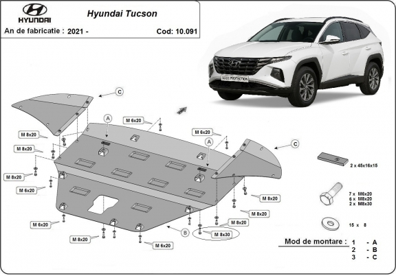 Steel skid plate for Hyundai Tucson