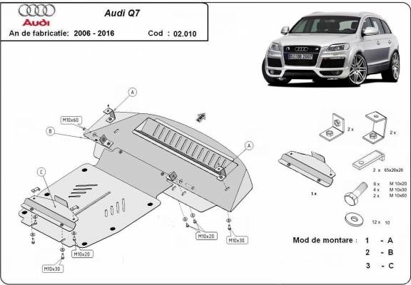 Steel skid plate for Audi Q7