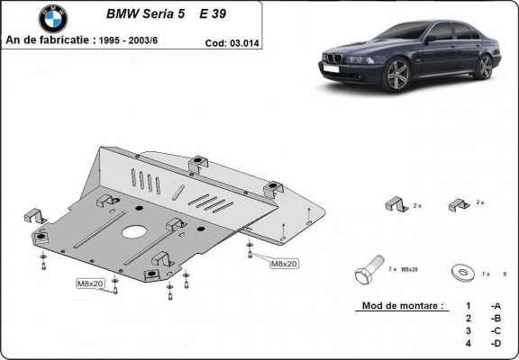 Steel skid plate for BMW Seria5 E39