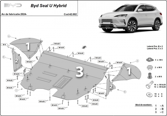Steel skid plate for BYD Seal U DM-i
