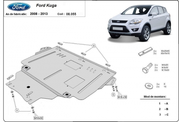 Steel skid plate for Ford Kuga