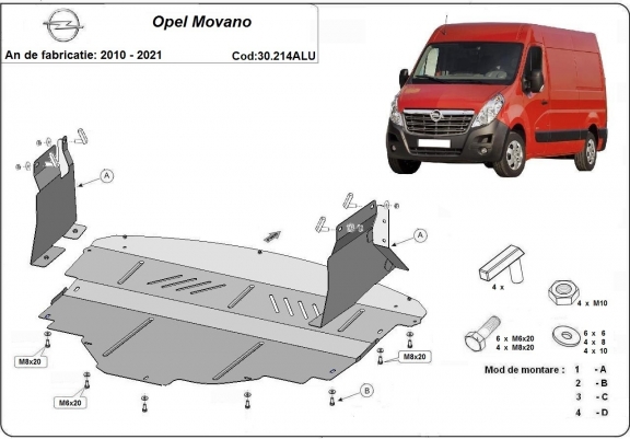 Aluminium skid plate for Opel Movano