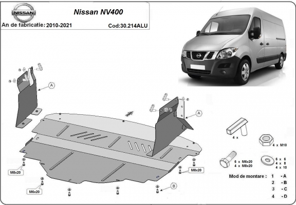 Aluminium skid plate for Nissan NV400