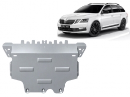 Aluminum skid plate for the protection of the engine and the gearbox for Skoda Octavia 3
