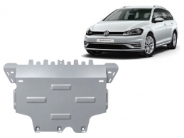 Aluminum skid plate for the protection of the engine and the gearbox for VW Golf 7