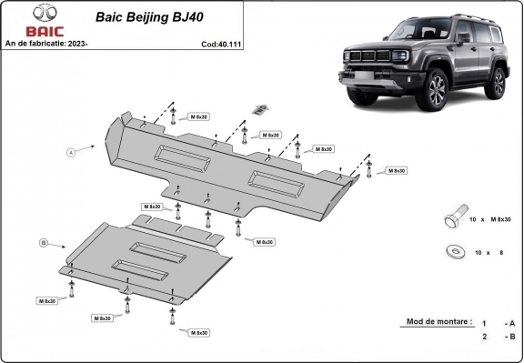 Steel skid plate for Baic Beijing BJ40