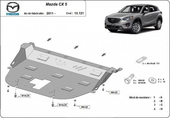 Steel skid plate for Mazda CX5