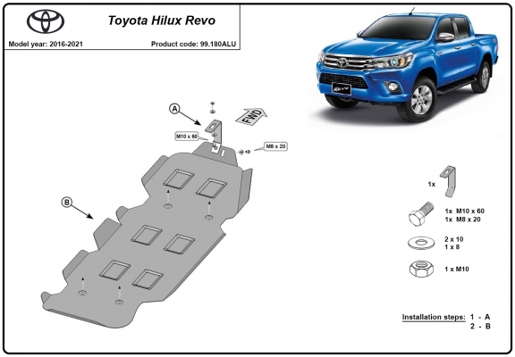 Aluminum fuel tank skid plate  for Toyota Hilux Revo