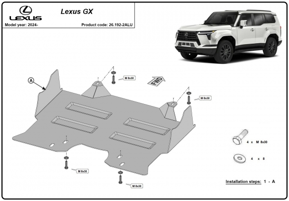 Aluminum skid plate for Lexus GX