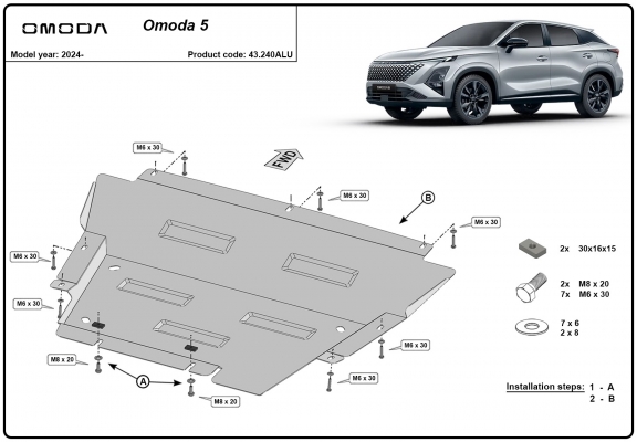 Aluminum skid plate for Omoda 5