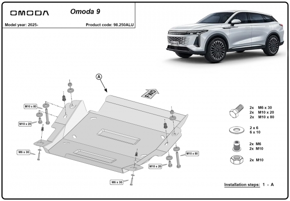 Aluminum diferential skid plate for Omoda 9