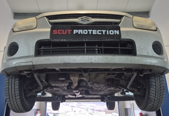 Steel skid plate for the protection of the engine and the gearbox for Suzuki Wagon R+