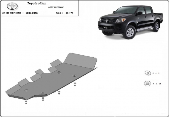 Steel fuel tank skid plate  for Toyota Hilux