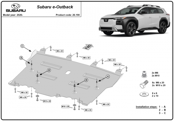 Steel skid plate for Subaru E-Outback