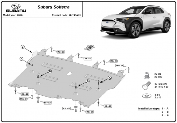 Aluminum skid plate for Subaru Soltera