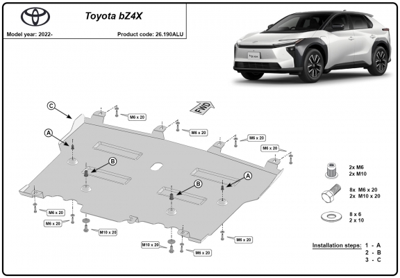 Aluminum skid plate for Toyota BZ4X